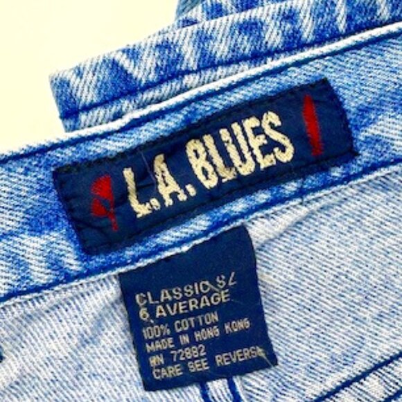 LA BLUES High waist Loose fit/ Acid Wash Denim Jeans tapered legs original Sz 6 - Picture 1 of 6